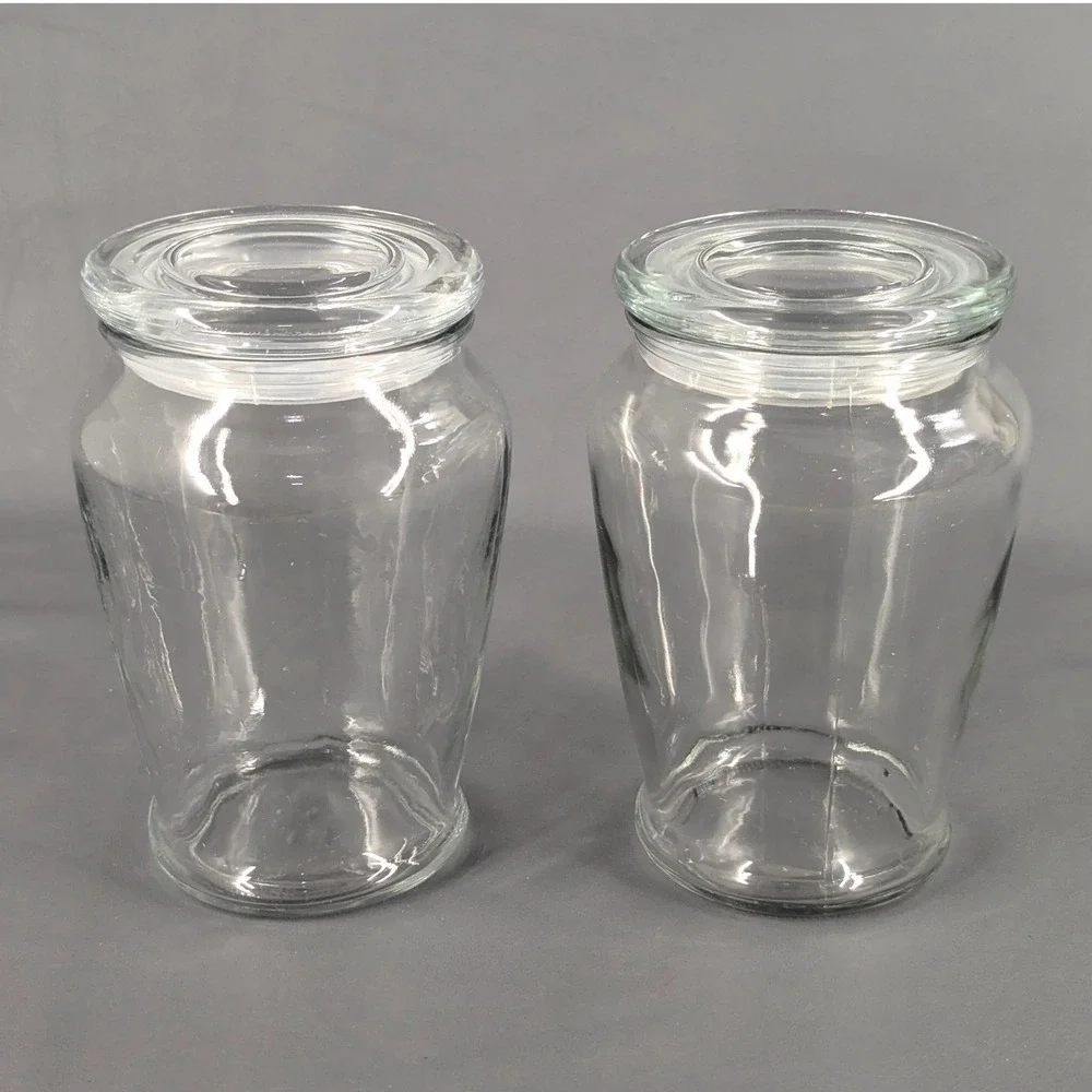 Set of 2 VTG Clear Glass Canisters with Airtight Lids Kitchen Storage Jars